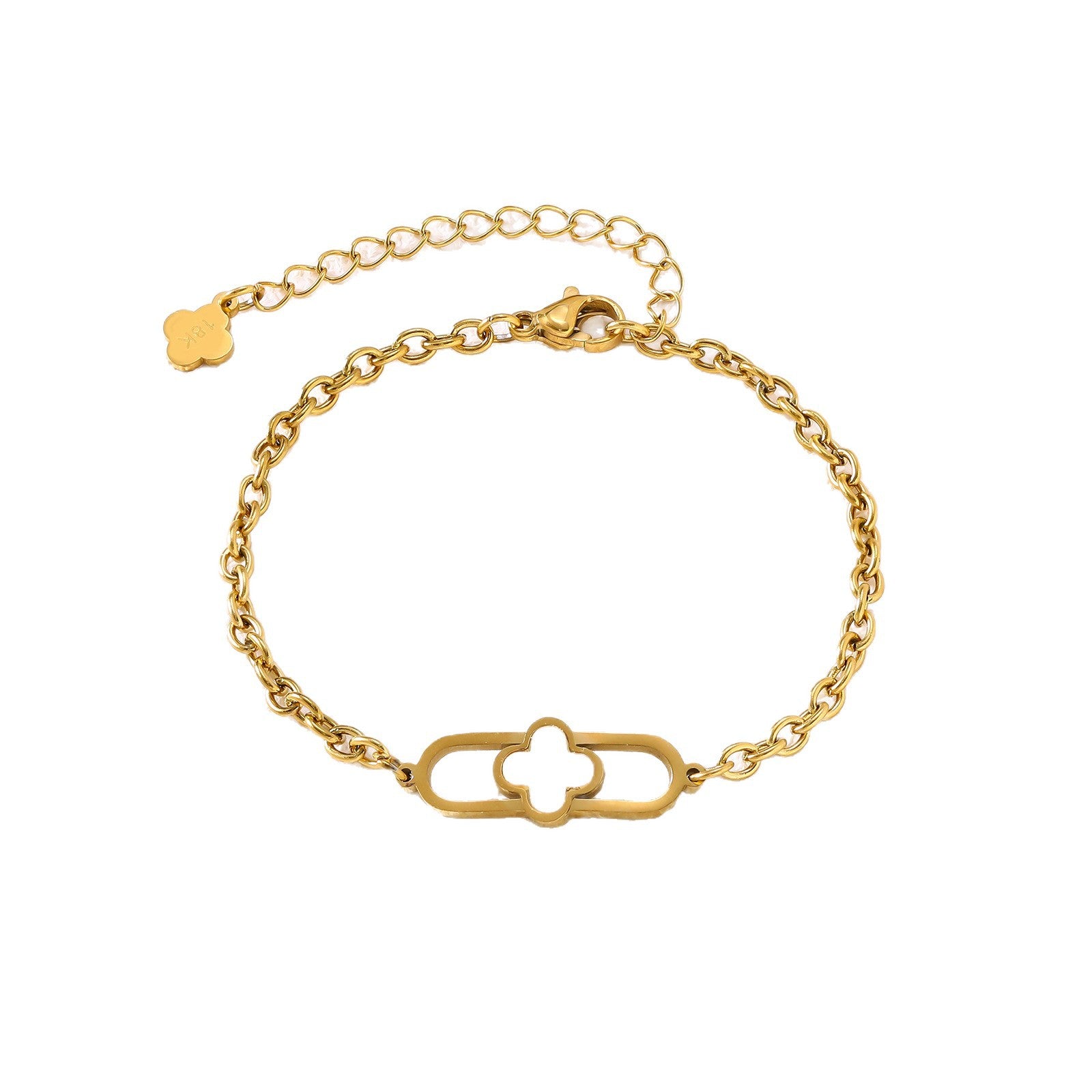 Wholesale Stainless Steel Four Leaf Clover Bracelet 18K Gold Plated Women S Fashion Jewelry Accessory For Daily Wear