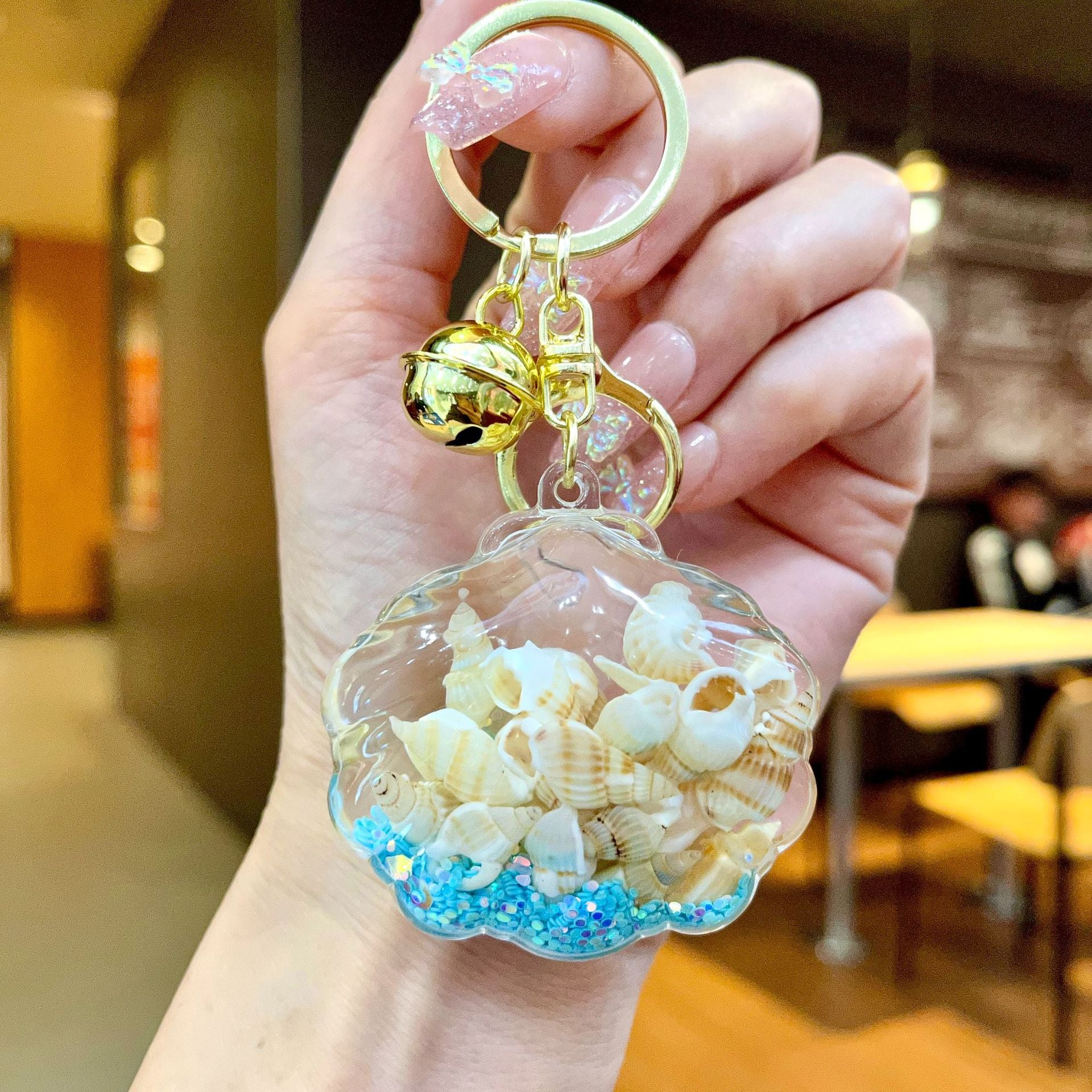 Wholesale Colorful Shell Conch DIY Quicksand Keychain Ocean Pendant Bag Charm Small Gift Accessories