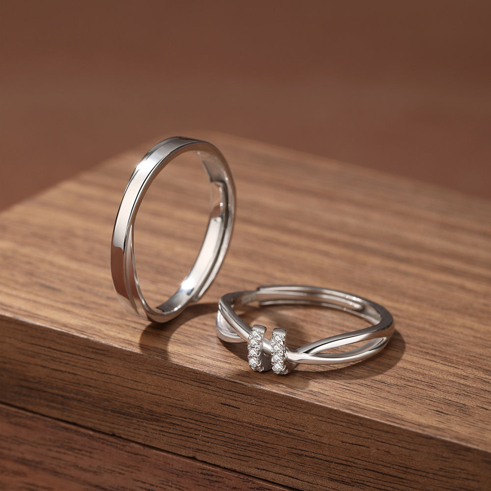 Wholesale 925 Sterling Silver Love Interwoven Couple's Ring