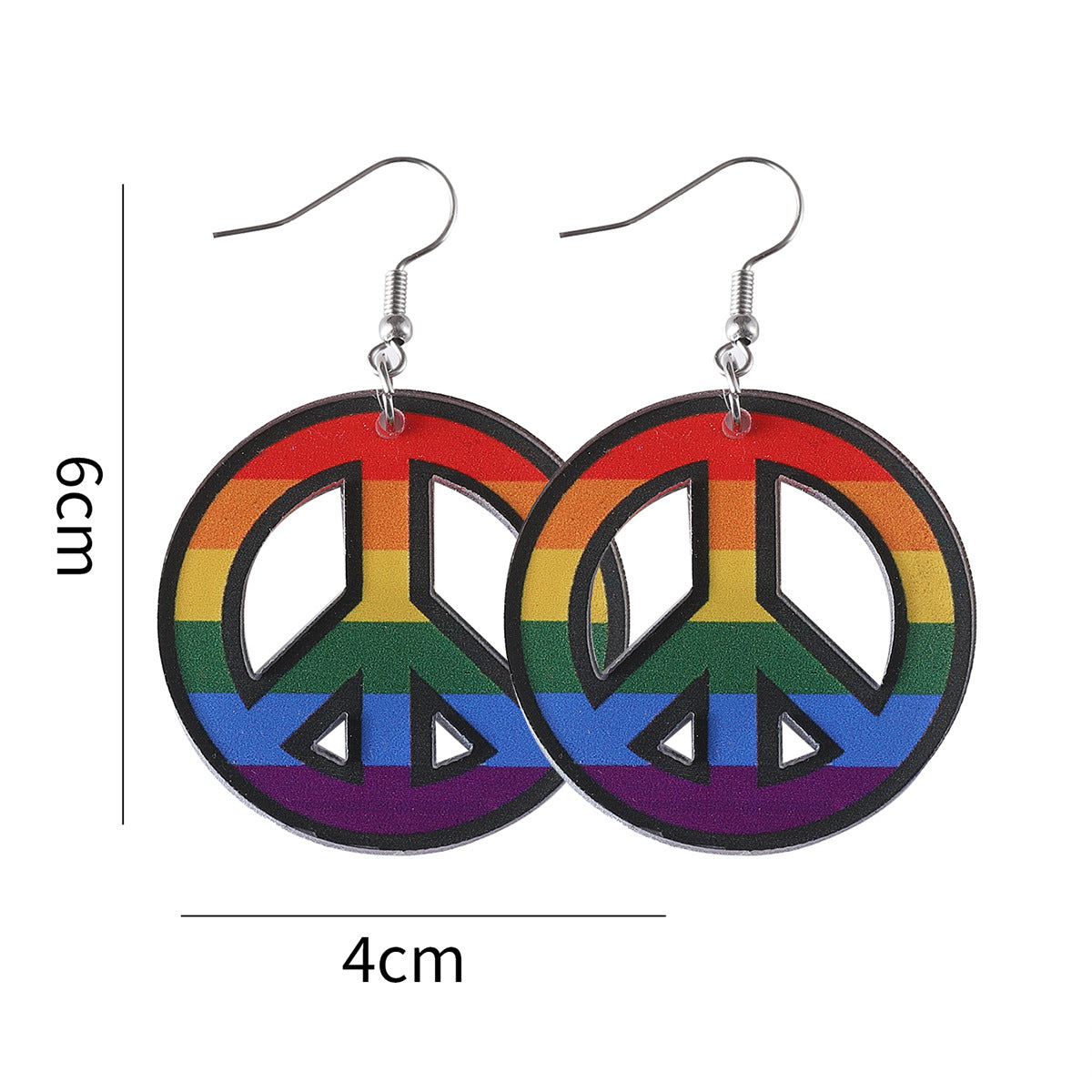 Wholesale Rainbow Peace Symbol Drop Earrings