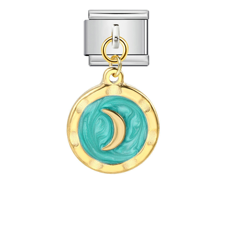 Wholesale Italian Charm Bracelet 9mm DIY Splicing Gold and Silver Round Pendant Stainless Steel Composable Bracelet