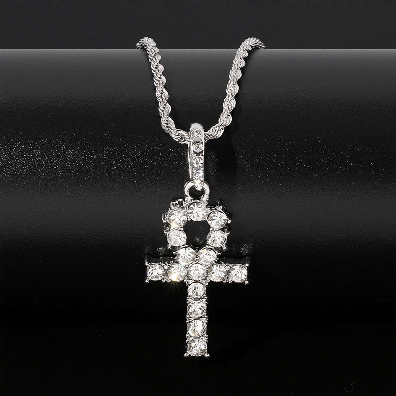 Wholesale Alloy Cross Pendant Full Diamond  Necklace