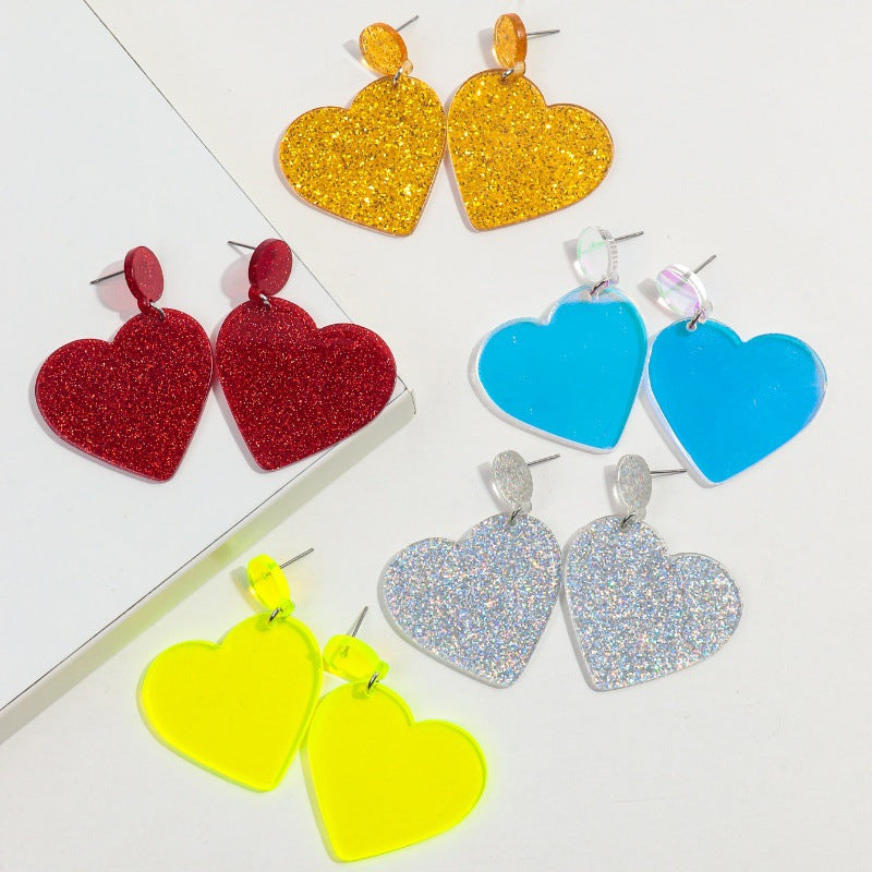 Wholesale  Heart-shaped Valentine's Day Love Heart Gold and Silver Color Earrings