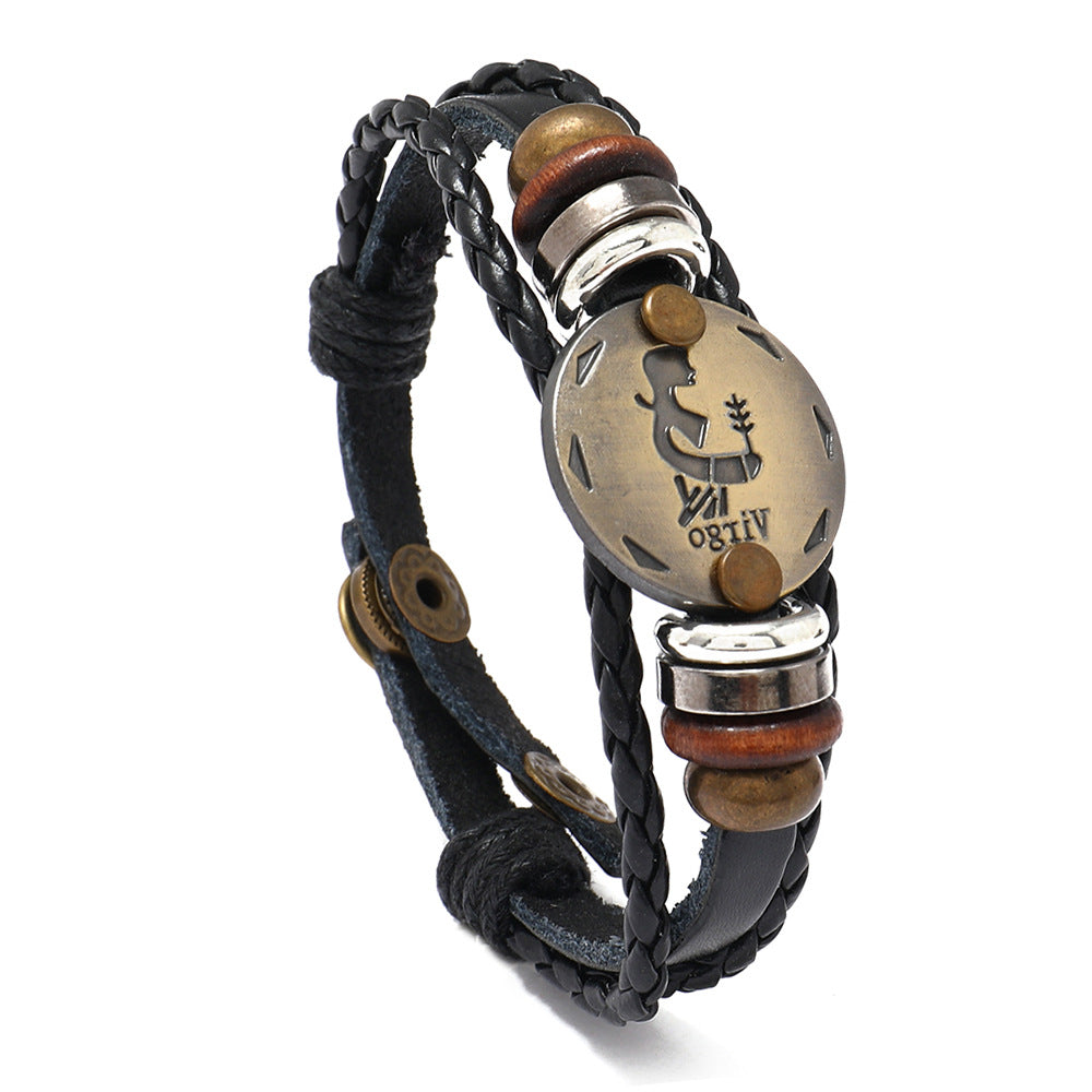 Wholesale 12 Constellations Cowhide Bracelet Adjustable Braided Beaded Bracelet Miyuki ACC-BT-Saih002