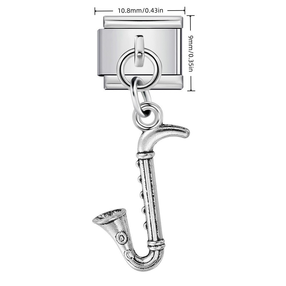 Wholesale Stainless Steel Music Instrument Series Italian Modular Bracelet DIY Pendants Fashion Accessory for Boutique Resale
