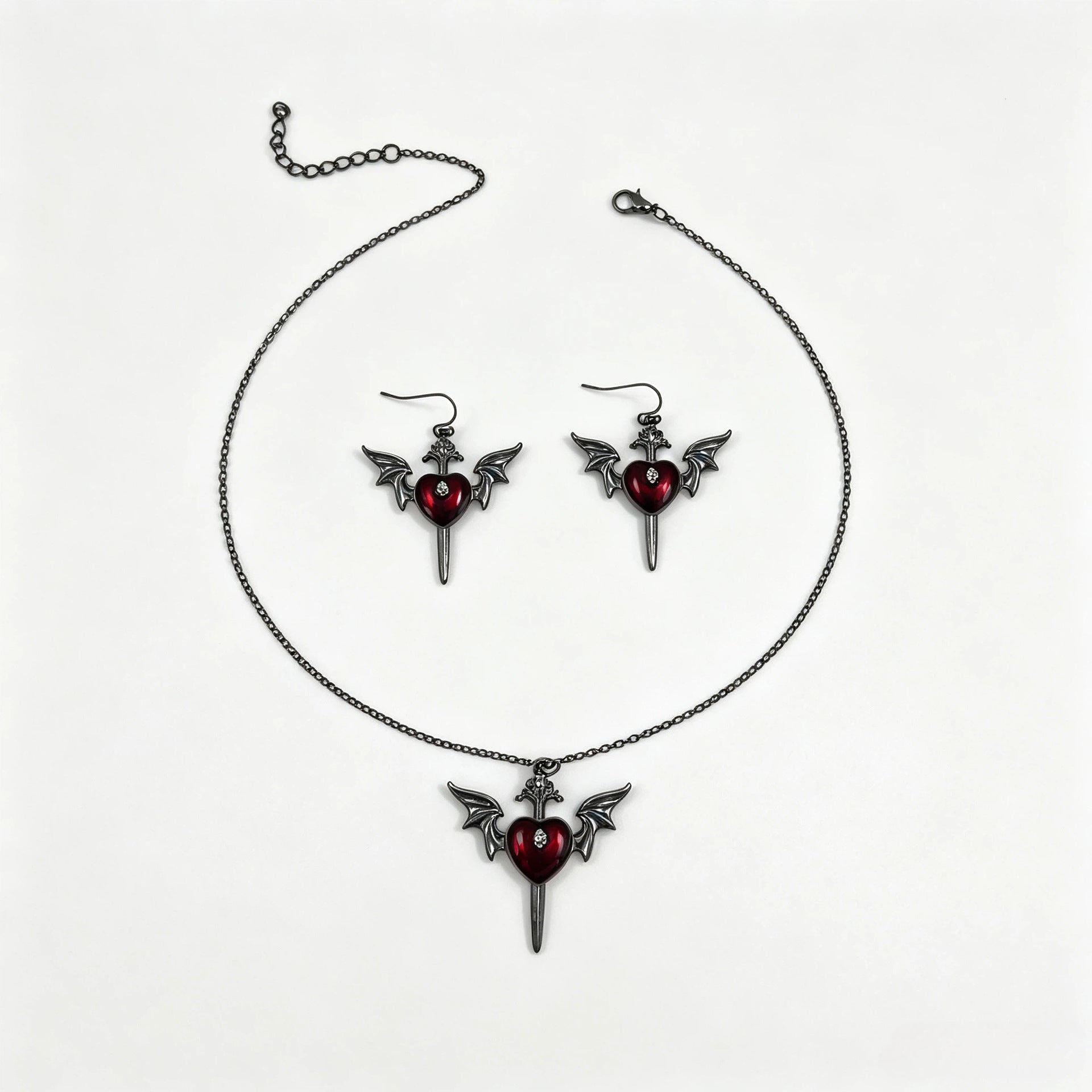 Wholesale Zinc Alloy Electroplated Gothic  Necklace Earrings Set Trendy Jewelry Accessory Gift Boutique Resale