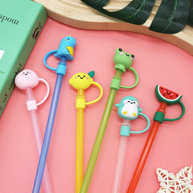Wholesale  Cute Cartoon 10mm PVC Soft Straw Tube Cap