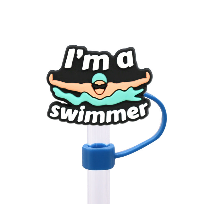 Wholesale Random 100pcs Swimming Necklace Straw Cover 10MM Straw Tube Cap