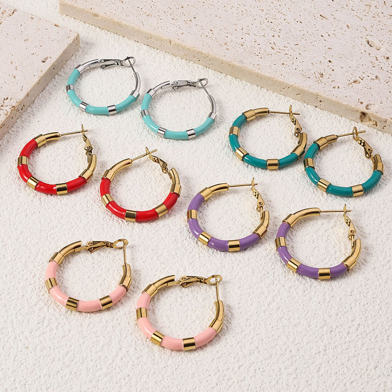 Wholesale Enamel Bamboo Earrings ACC-ES-RuiX007