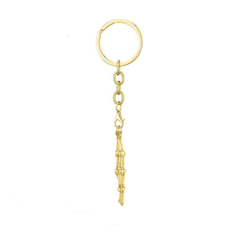 Wholesale Natural Stone Woven Keychain Pendant Stainless Steel Bamboo Chain Crystal Mesh Bag ACC-KC-XingYue001