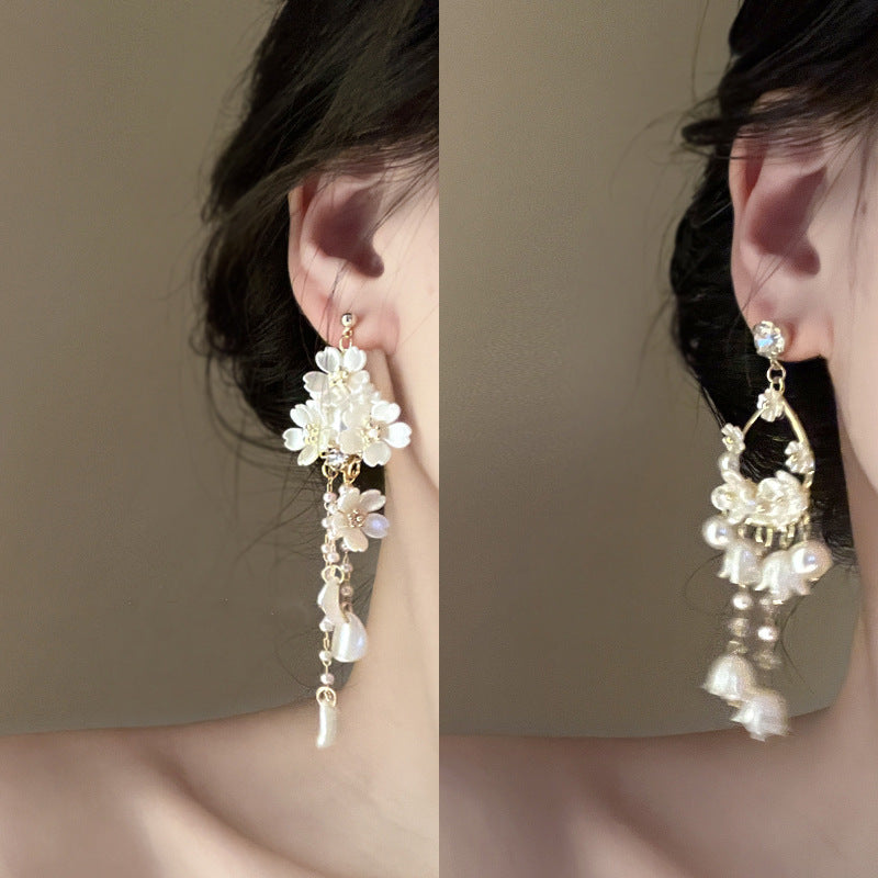 Wholesale Metal Style Pearl Butterfly Flower Tassel Earrings ACC-ES-Fengm001