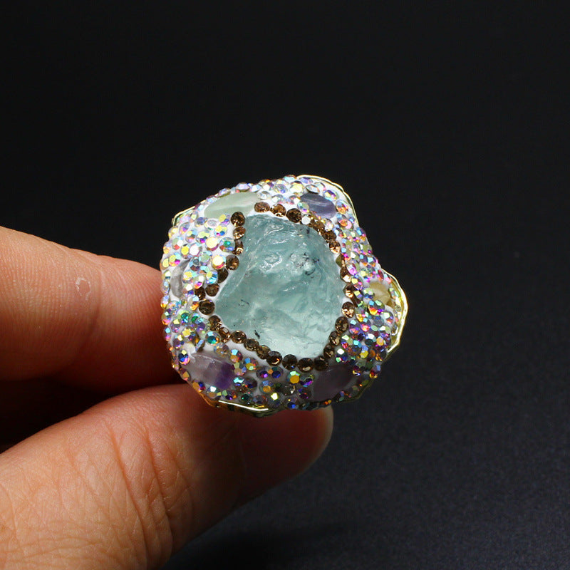 Wholesale Light Luxury Natural Amethyst Original Stone Ring