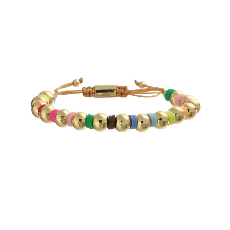 Wholesale Stylish Bohemian Summer Beaded Bracelet 18K Gold Tone Crystal Polymer Clay Heart LOVE Wedding Gift