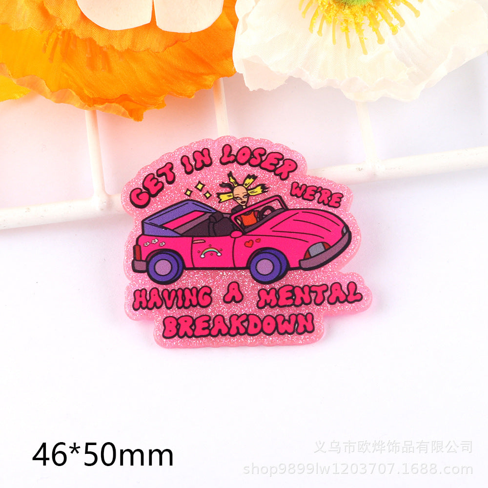 Wholesale 10PCS DIY Acrylic Loose Cute Cartoon Brooch Flatback