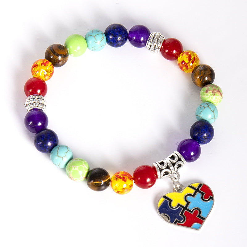 Wholesale Natural Agate Yoga Bracelet with Ribbon Pendant,  Unisex Everyday Jewelry