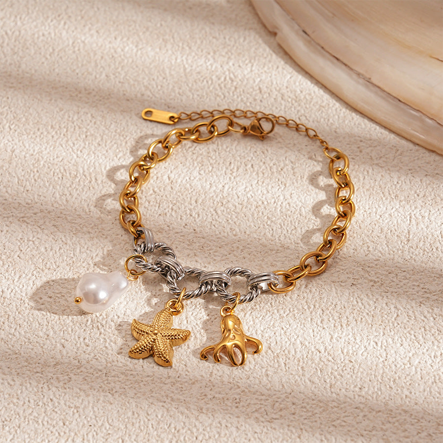 Wholesale  stainless steel flower turtle octopus crab bracelet