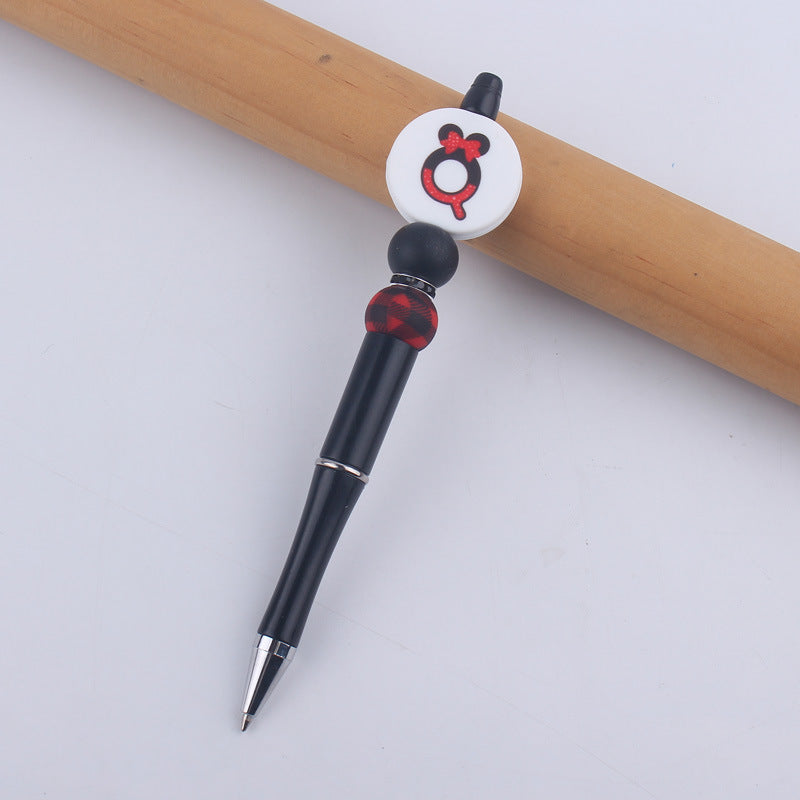 Wholesale  handmade beaded pen DIY creative silicone teether English letter  ballpoint pen