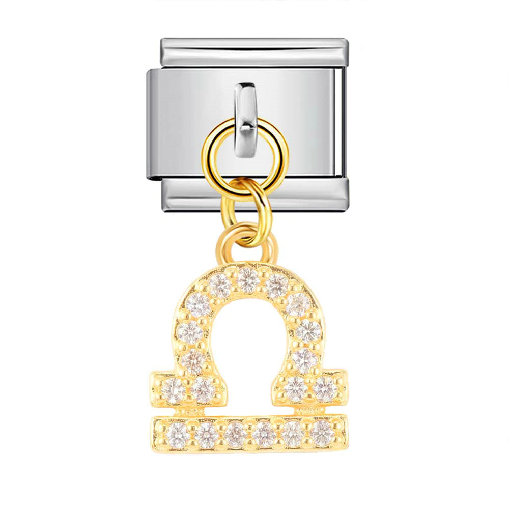 Wholesale 12 Zodiac Signs Rhinestone Pendant Bracelet Stainless Steel Fashion Jewelry Accessory Gift For Boutique Resale