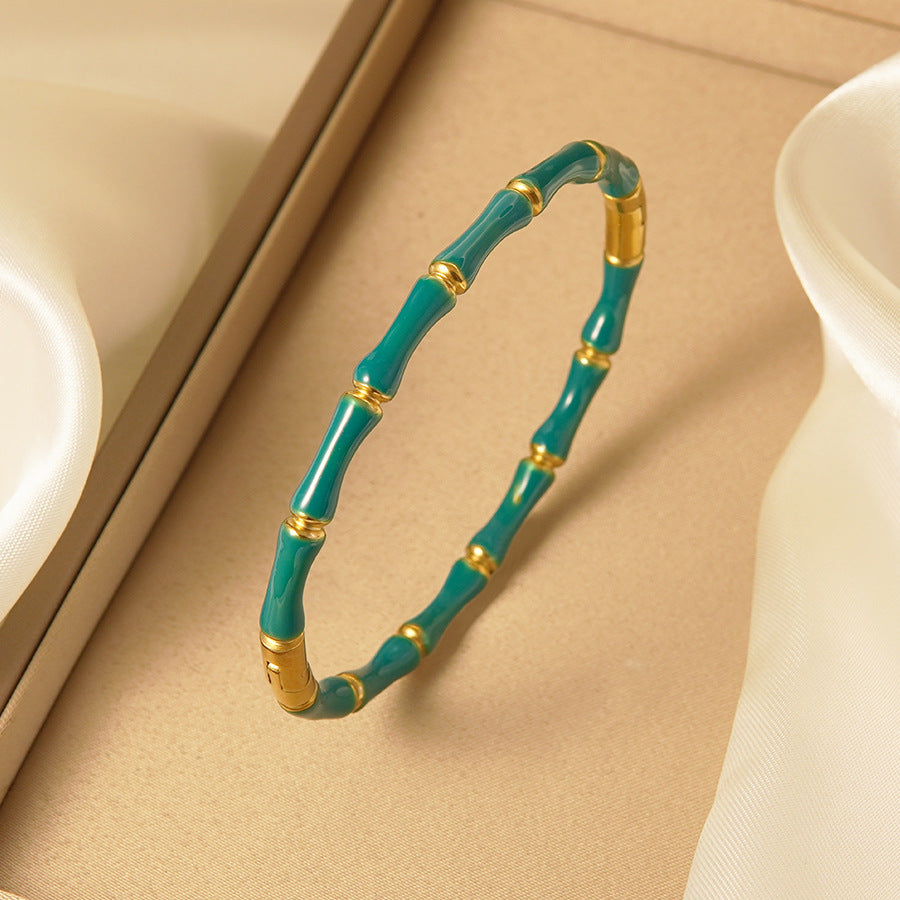 Wholesale oil-dripped bamboo-joint stainless steel bracelet