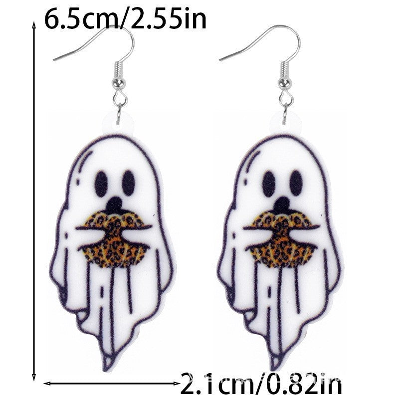 Wholesale  leopard print cat bunny ghost cowboy cow spot acrylic earrings