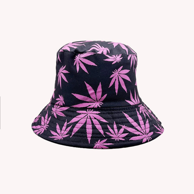 Wholesale Palm Tree Print Reversible Bucket Hat Breathable Autumn Hand-Painted Sun Hat Fashion Accessory