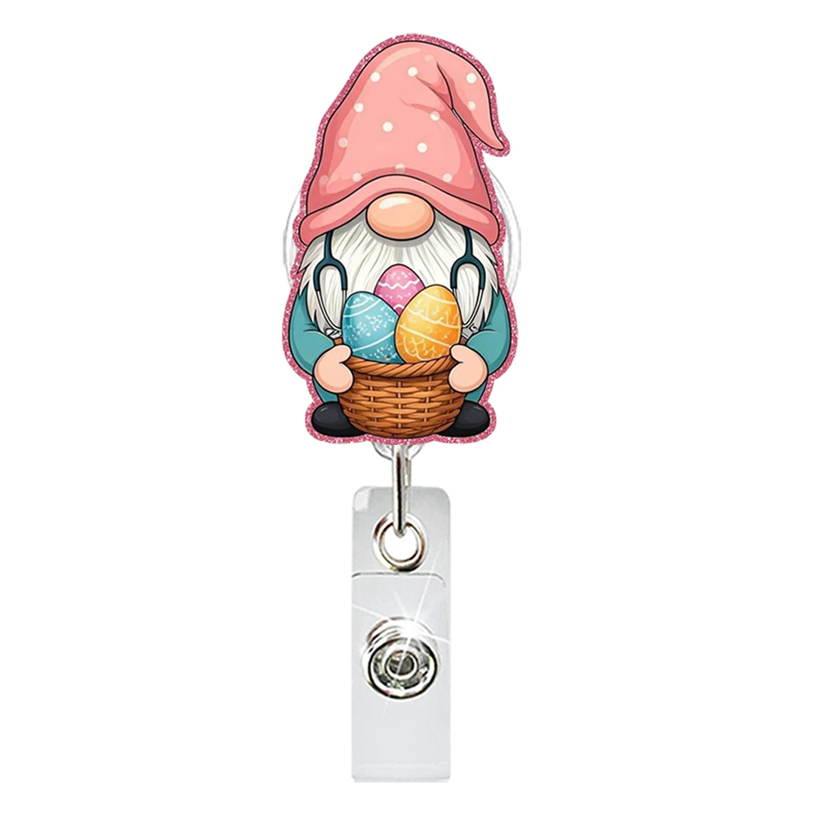 Wholesale Abs Plastic Retractable Rotating Badge Holder with Easter Bunny Egg Design for ID Cards