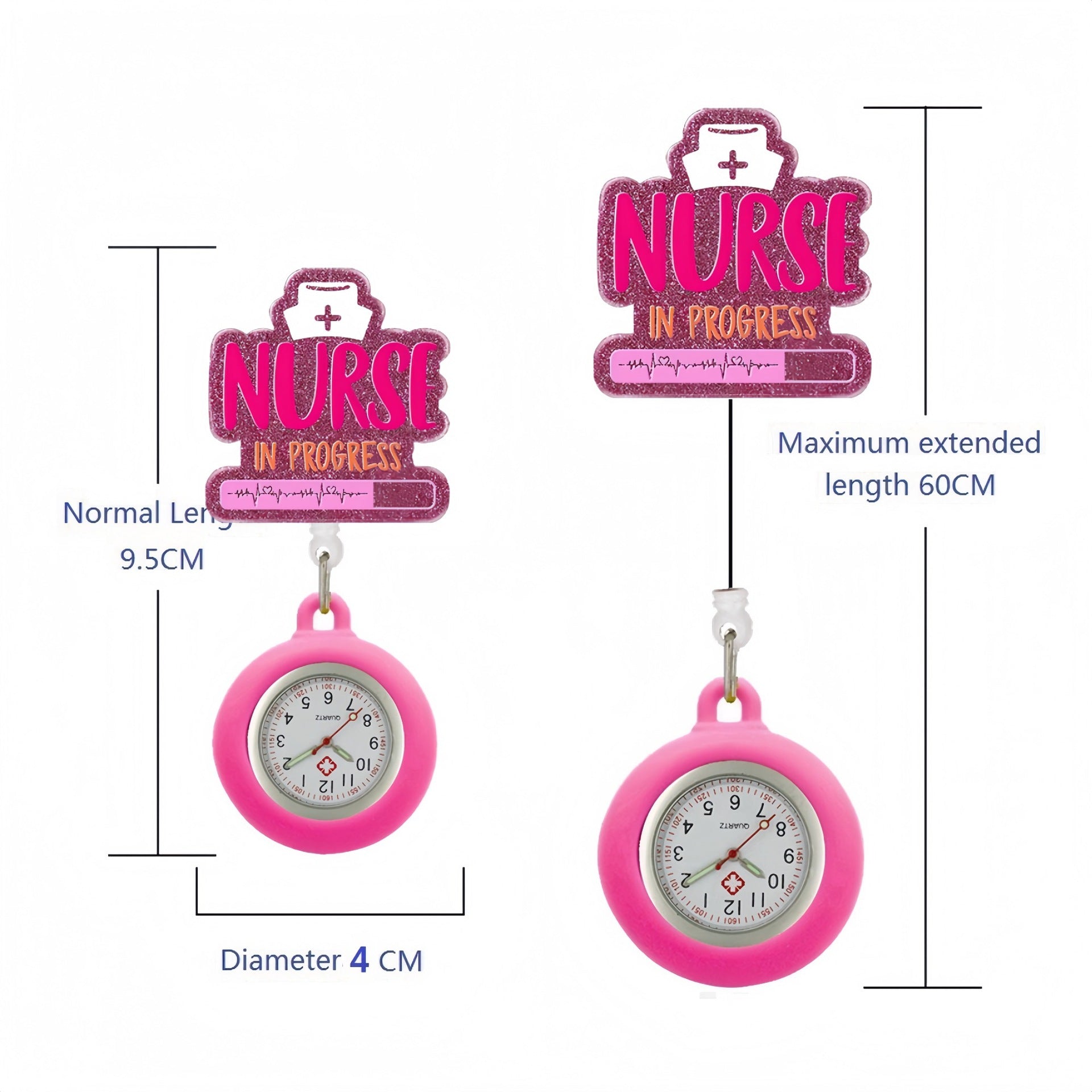 Wholesale Cute Cartoon Pocket Watch Acrylic Retractable Clip Badge Keychain