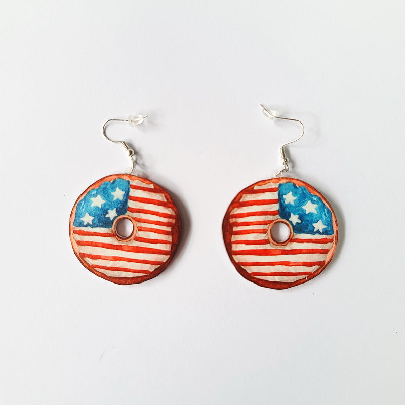Wholesale American Independence Day Sunflower Donut Butterfly Acrylic Earrings ACC-ES-XP003