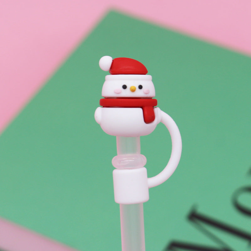 Wholesale Trendy Christmas Silicone Straw Caps Cartoon Party Straw Toppers For 8Mm 10Mm Straws Resale