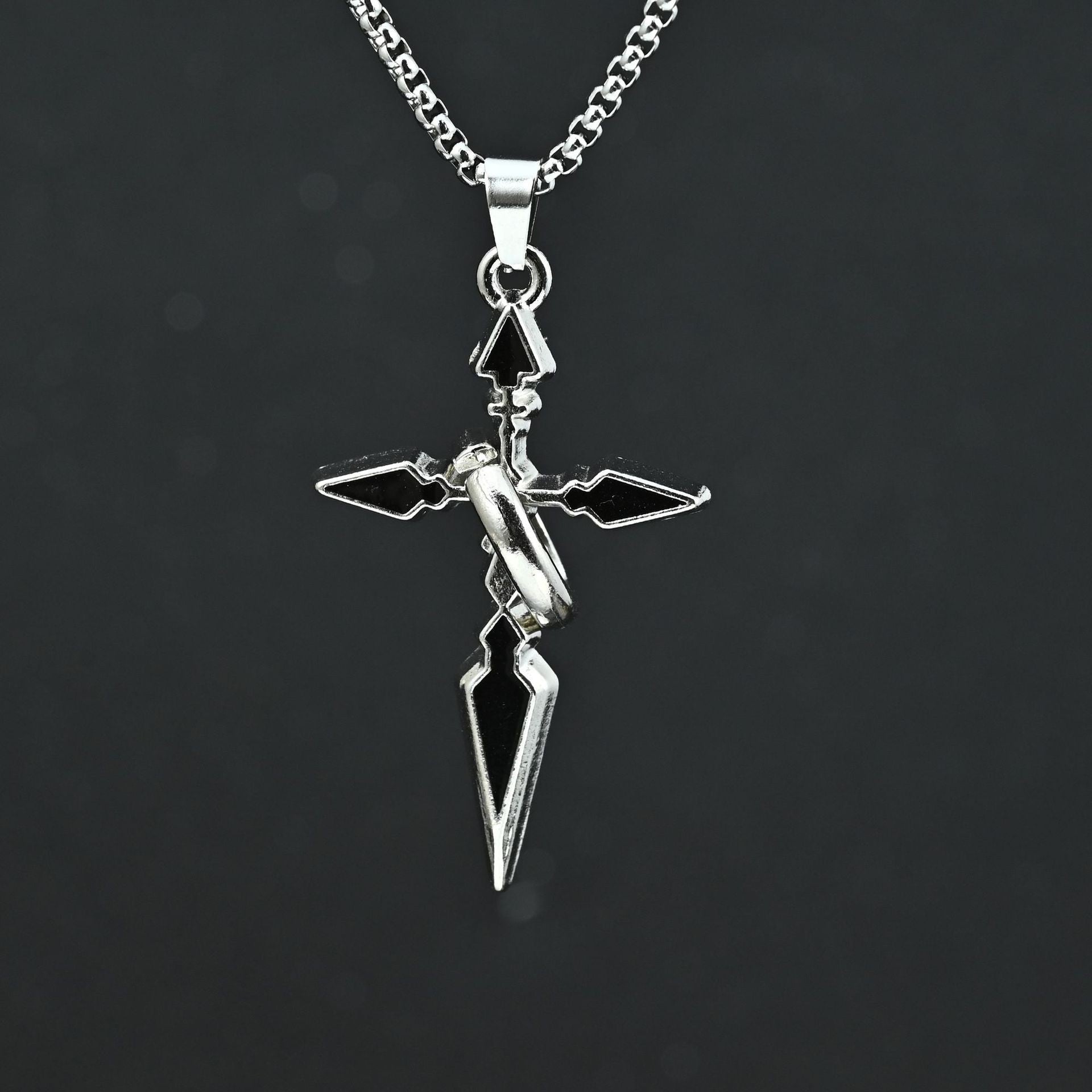 Wholesale Hip Hop Street Style Irregular Cross Pendant Necklace Stainless Steel Electroplated Chain Fashion Jewelry Resale Accessory