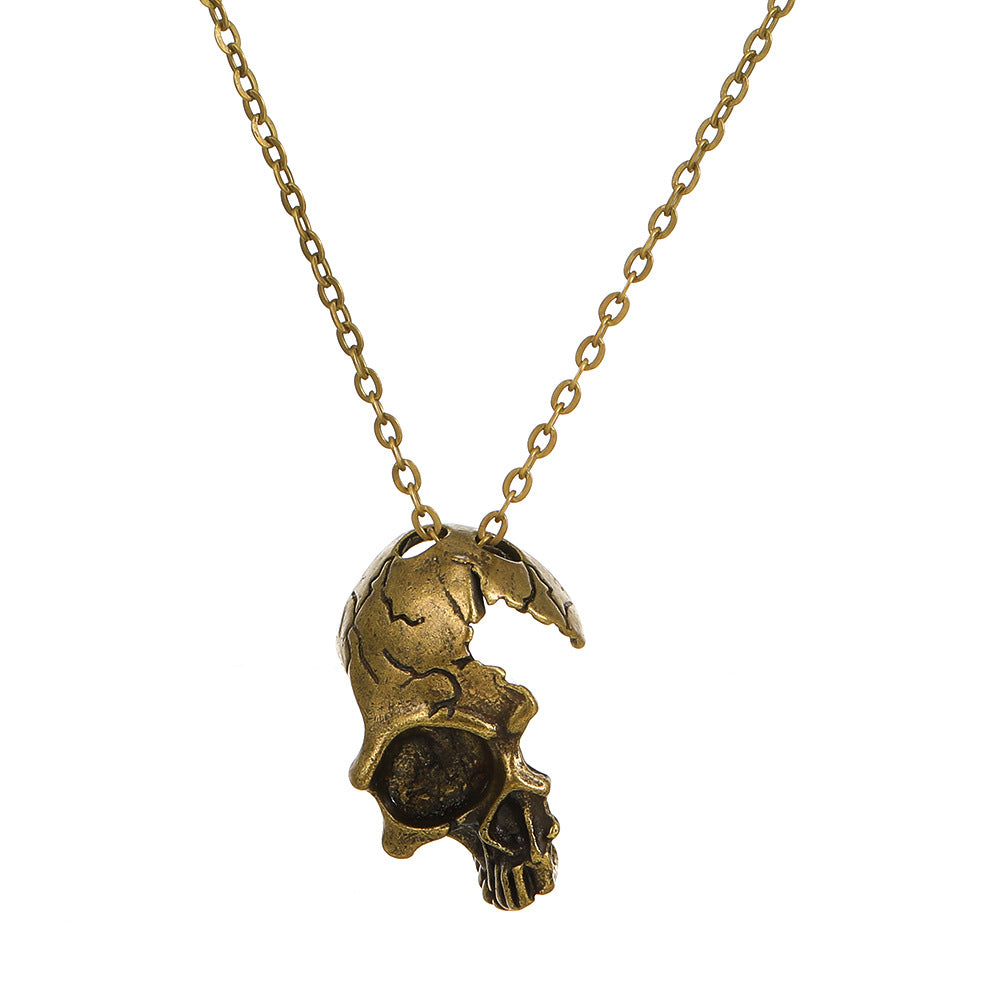 Wholesale Men' s Skull Pendant Necklace Vintage Gothic Alloy Electroplated Casual Fashion Accessory