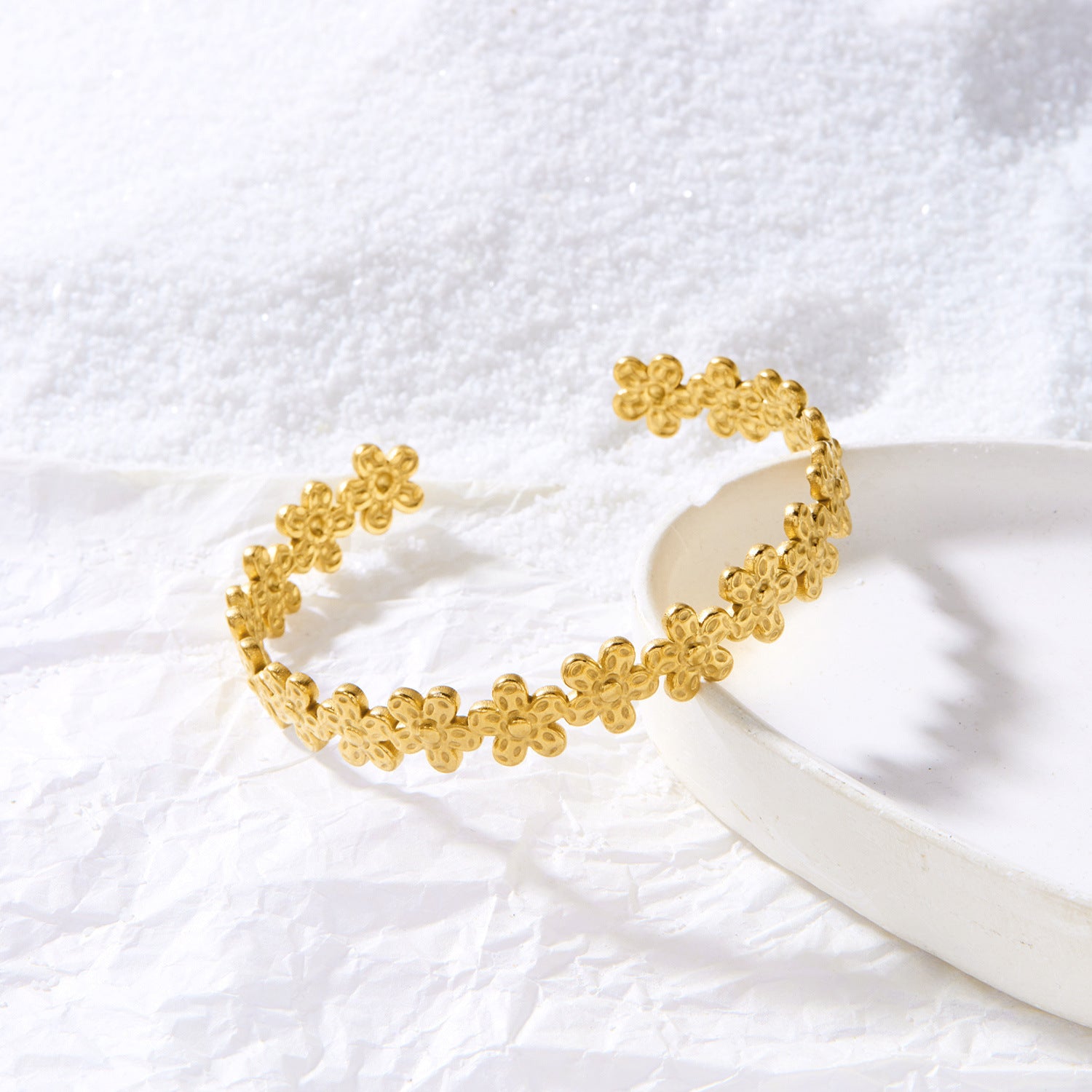 Wholesale Bow Flower French Gold-plated Stainless Steel Bracelet