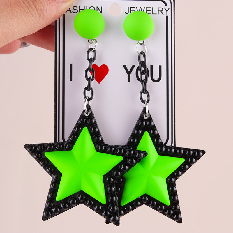 Wholesale Vintage Earrings Long Three-dimensional Five-pointed Star Acrylic Earrings
