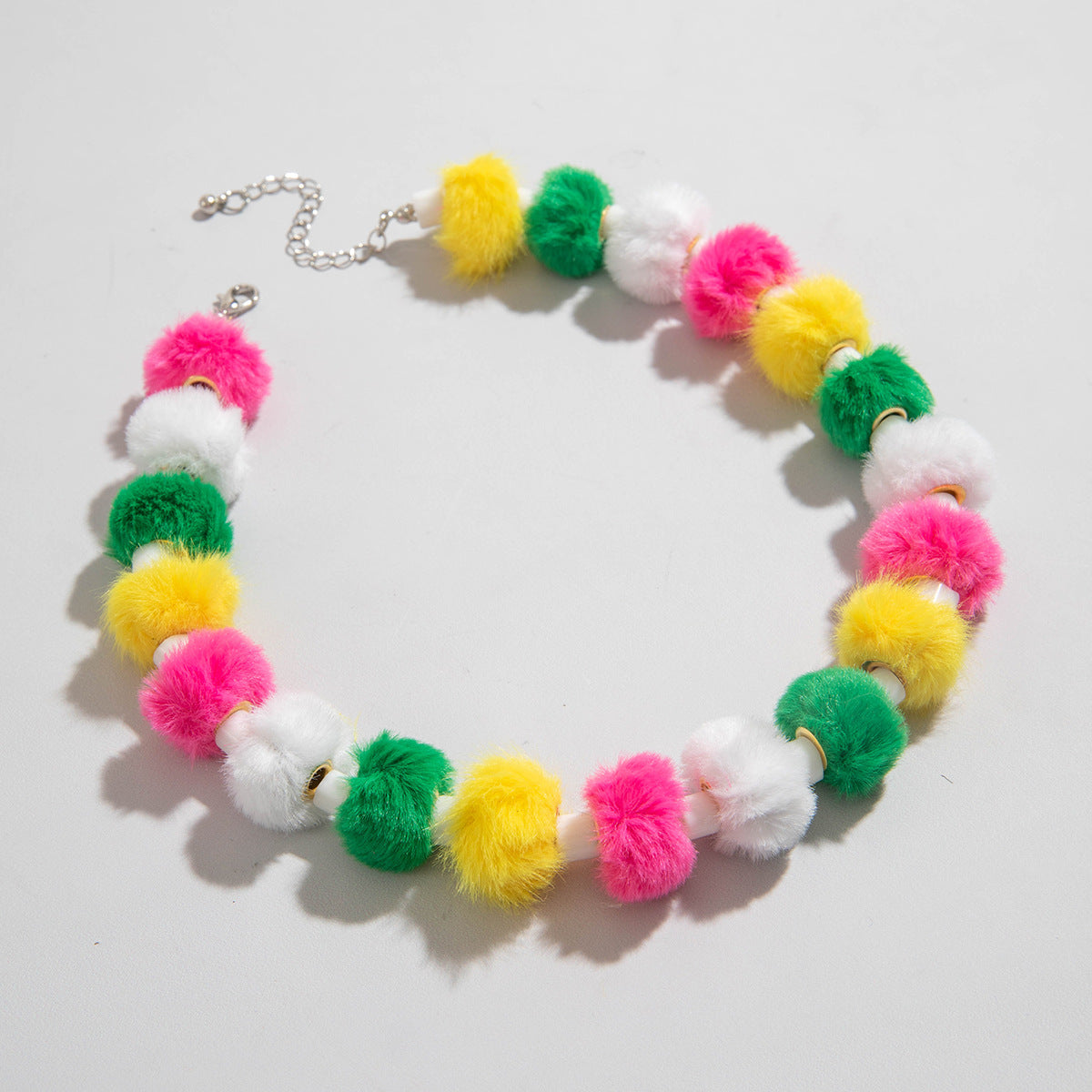 Wholesale Colorful Beaded Pom Pom Beaded Christmas Series Necklace ACC-NE-YongGe014