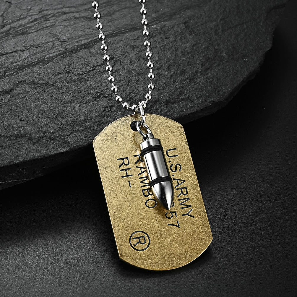 Wholesale Bullet Double Layer Titanium Steel Necklace Pendant ACC-NE-QianFeng003