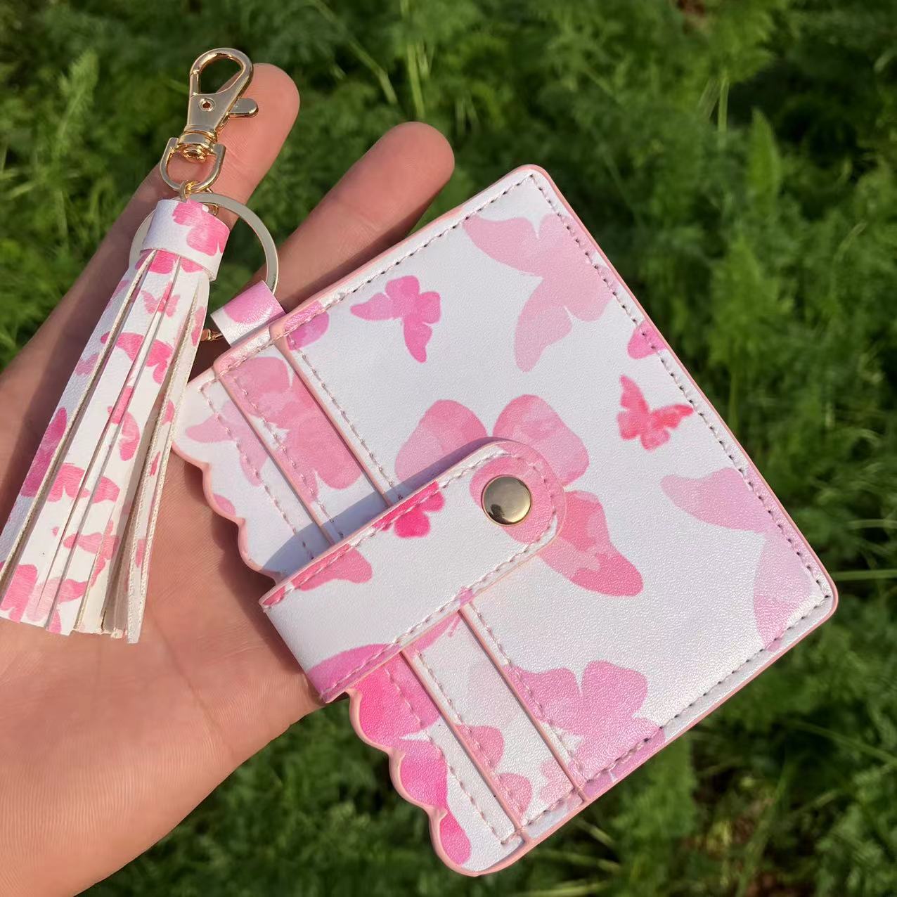 Wholesale Leopard Print Plaid Tie Dye Plaid Card Holder Keychain Wristlet Keychain ACC-KC-QiuXue008