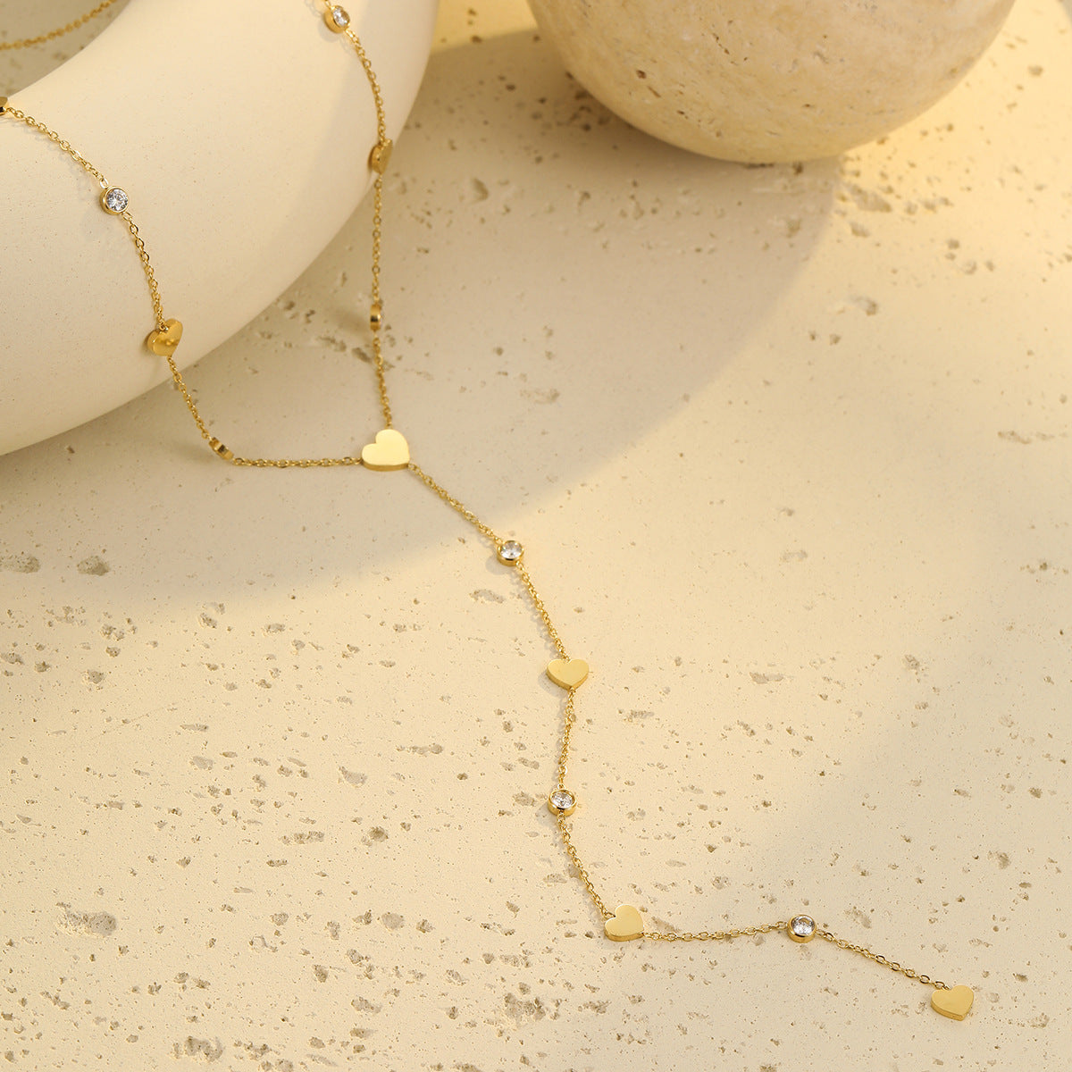 Wholesale Stainless Steel Water Drop Y-Shaped Tassel Gold Necklace