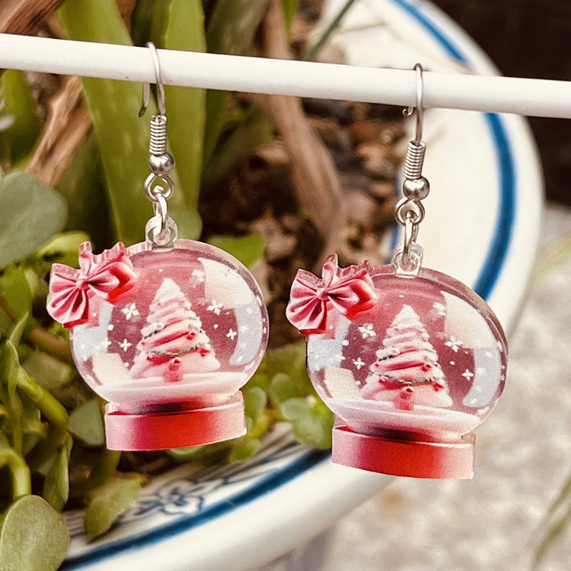 Wholesale 10pcs Acrylic Christmas Snowball Cake Tree Earrings