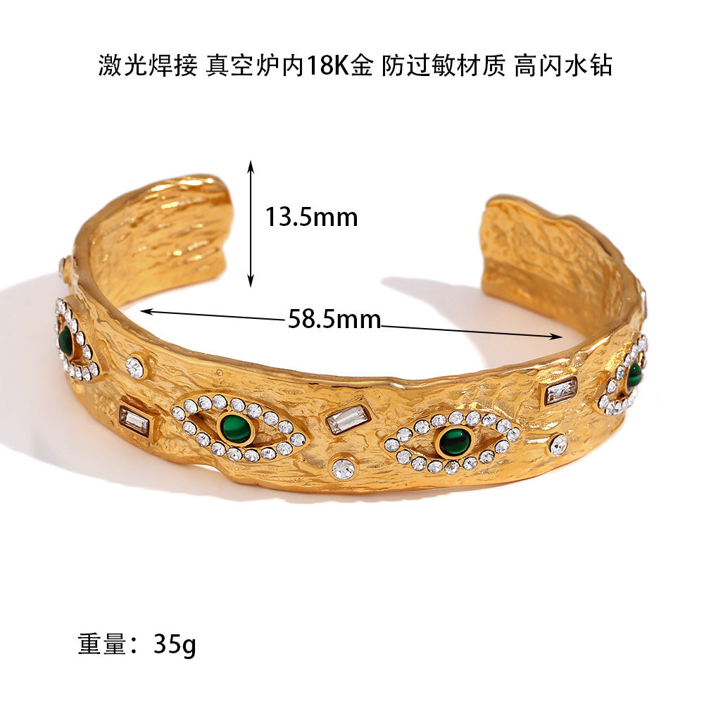 Wholesale Malachite Eyes Zircon Pendant Necklace Earrings Zircon Bracelets Stainless Steel EarringsACC-ES-Chunp006