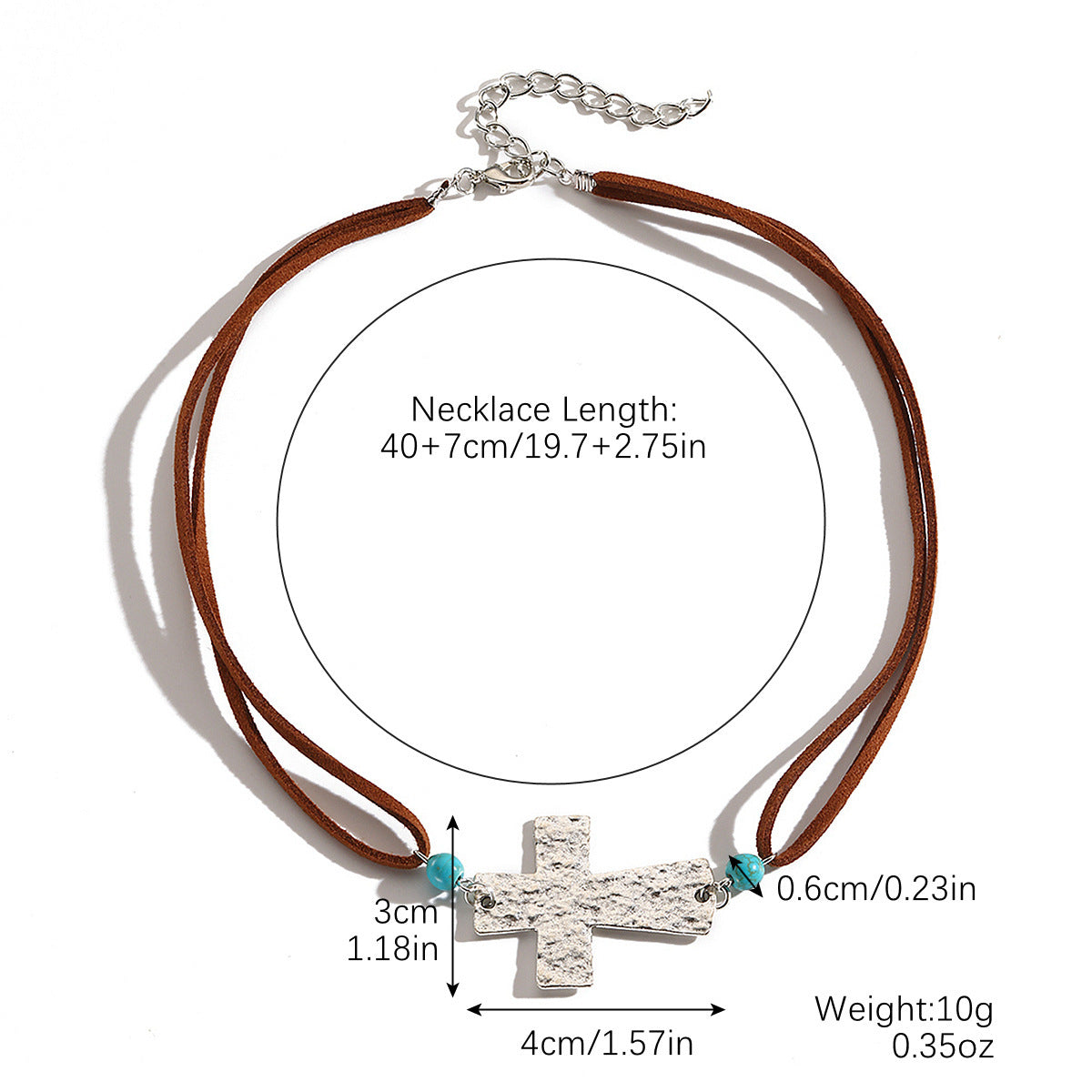 Wholesale Turquoise Necklace Ethnic Style Cross Autumn and Winter Melard Layered Fashion Retro Necklace