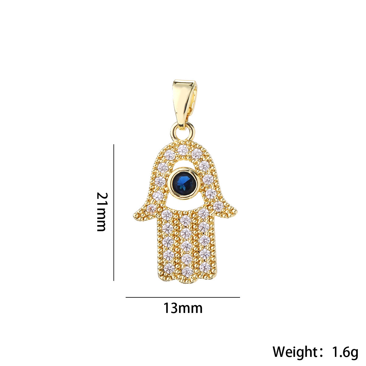 Wholesale Gold Tone Evil Eye Hamsa Hand Pendant Micro Zircon DIY Necklace Charm For Jewelry Making Boutique Resale