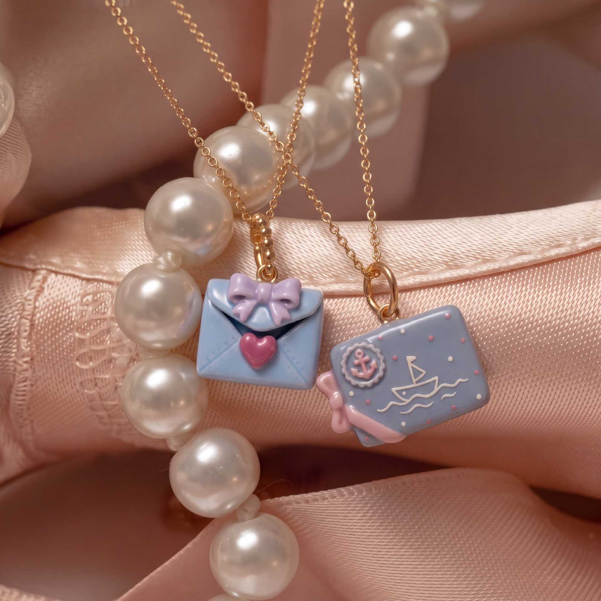 Wholesale Retro Envelope Pendant Charm Set Stainless Steel Heart Bow Star Chic Jewelry Accessory For Gifts And Boutique Resale