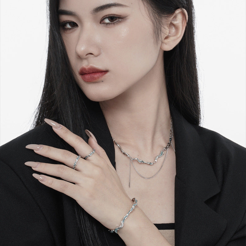 Wholesale Mint Blue Textured S925 Sterling Silver Bracelet ACC-BT-YWE001