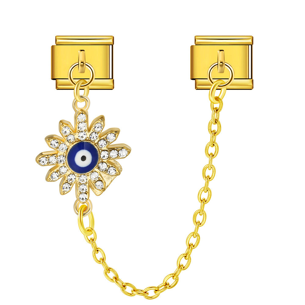 Wholesale  Italian Charm Bracelet 9mm DIY Devil' s Eye Hook Creative Stainless Steel Composable Bracelet