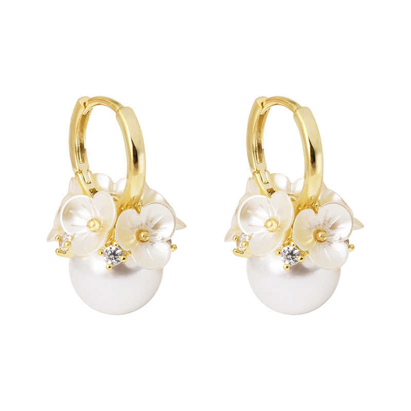 Wholesale  Flower Pearl Ear Buckle Earrings