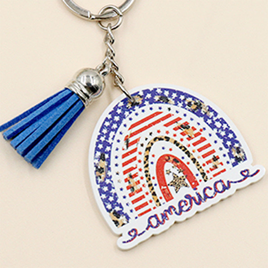 Wholesale American Independence Day Rainbow Acrylic Keychain Creative Keychain ACC-KC-XiaoYan008
