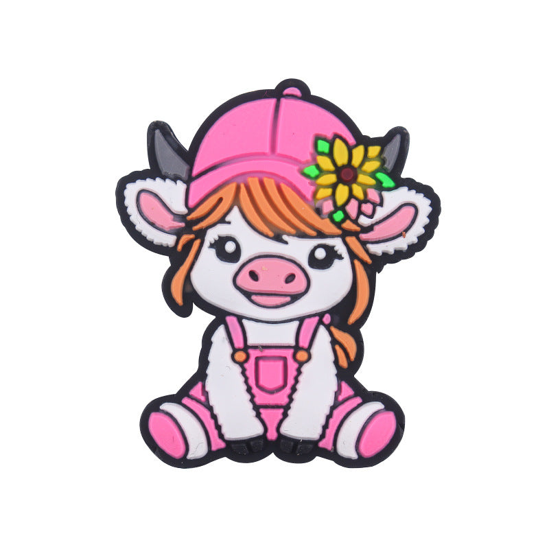 Wholesale 5pcs Cartoon Cow Silicone Focal Beads ACC-BDS-GuangTian035