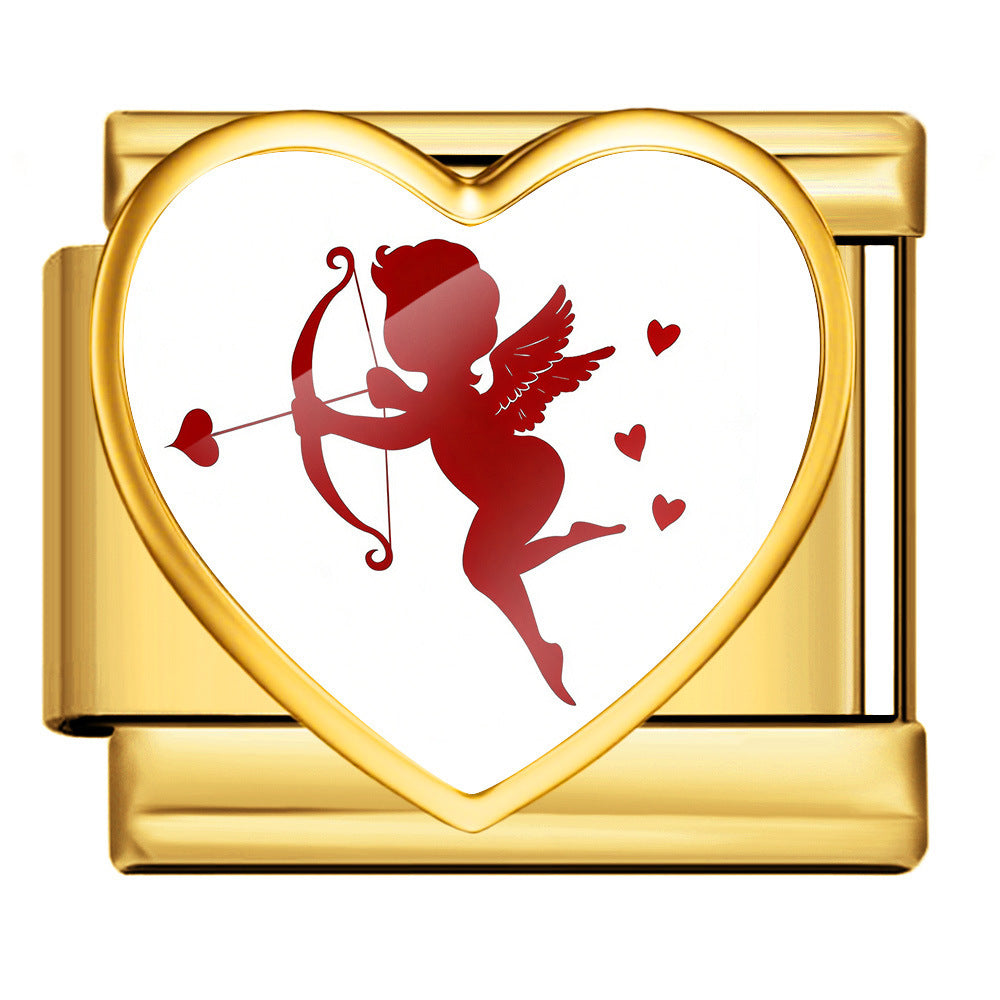 Wholesale 9mm Italian Charm Starter Bracelets DIY Valentine' s Day Heart-Shaped Stainless Steel Composable Bracelet