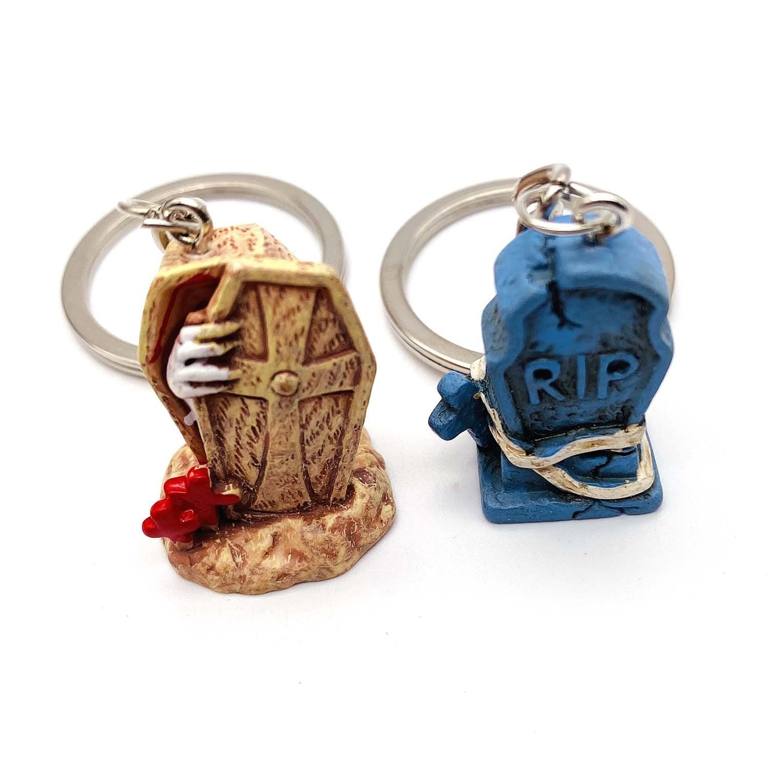 Wholesale  Resin Keychain with Ghost Coffin Pumpkin Design,  Trendy Car Key Accessory for Bags and Backpacks