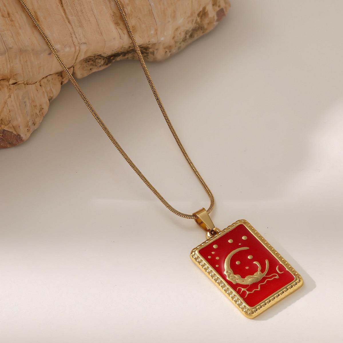 Wholesale Titanium steel square tarot card necklace